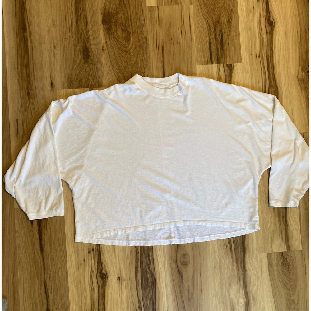 Aerie White Oversized Batwing Long Sleeve T-Shirt XXL Loungewear Slub Knit Tee